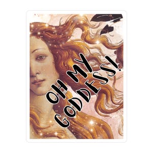 Calcomanía de vinilo, calcomanía de la diosa Afrodita, regalo con mensaje positivo para ella, calcomanía de mitología griega, calcomanía divertida de bruja, beige marrón brillante