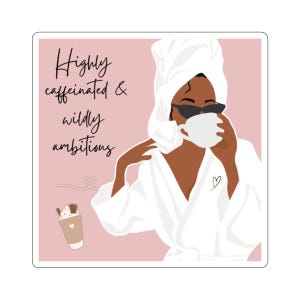 Lustige Boss Babe Kaffee Aufkleber, Rosa & Weiß Positive Nachricht Geschenk für Sie, Selbstliebe Aufkleber, Damen Briefpapier Aufkleber, Laptop Aufkleber