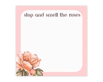 Rose Floral Post-it Note Pads, Positive Affirmation, Self-Love Stationary, Office Supply for Women, Cute Pink Design