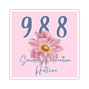 Adesivo de prevenção de suicídio floral rosa, adesivo de amor-próprio para saúde mental, adesivo de autocuidado positivo pastel, adesivo de mulher fofa, corte de beijo