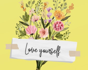 Love Yourself Sticker | Yellow Floral