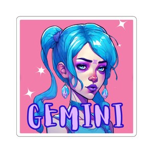 Femme Gémeaux audacieuse | Sticker pour ordinateur portable Femme Zodiaque Zodiaque Sorcière Astrologie Verseau Scorpion Balance Poissons Spiritualité Bleue Rose