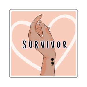 Lindo paquete de pegatinas de superviviente de salud mental en color rosa y naranja con amor propio, recordatorio positivo para mujeres, calcomanía artística para tatuajes en la mano, proyecto de punto y coma