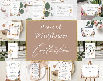 Pressed Wildflower Wedding Template BUNDLE, Flower Wedding Invitation Suite, Floral Wedding, Pressed Flower Wedding, Flower Invite