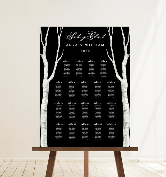 Black and White Wedding Seating Chart Template 18x24 - Etsy