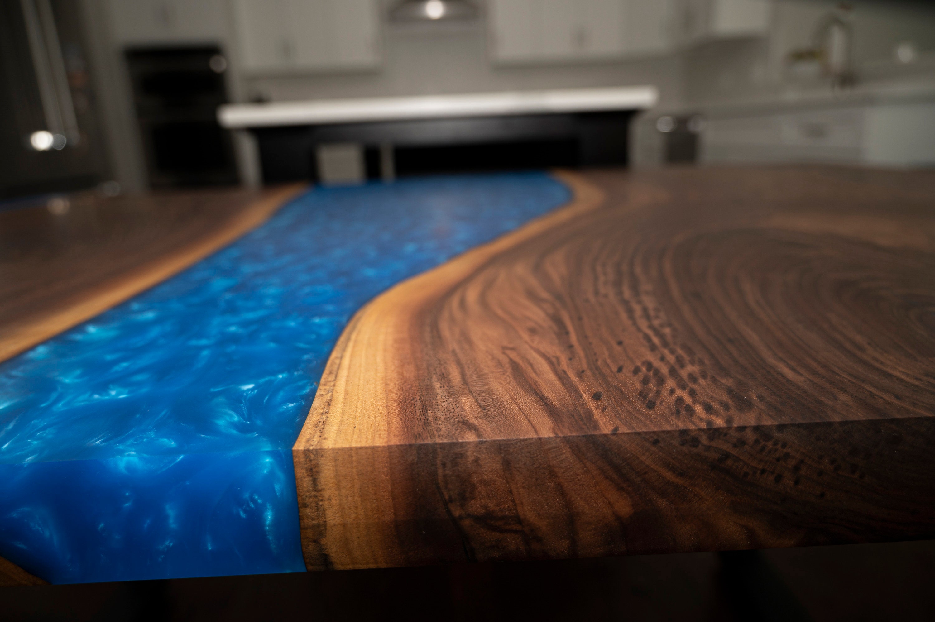 Live Edge Walnut & Epoxy Dining Table Table Black Etsy
