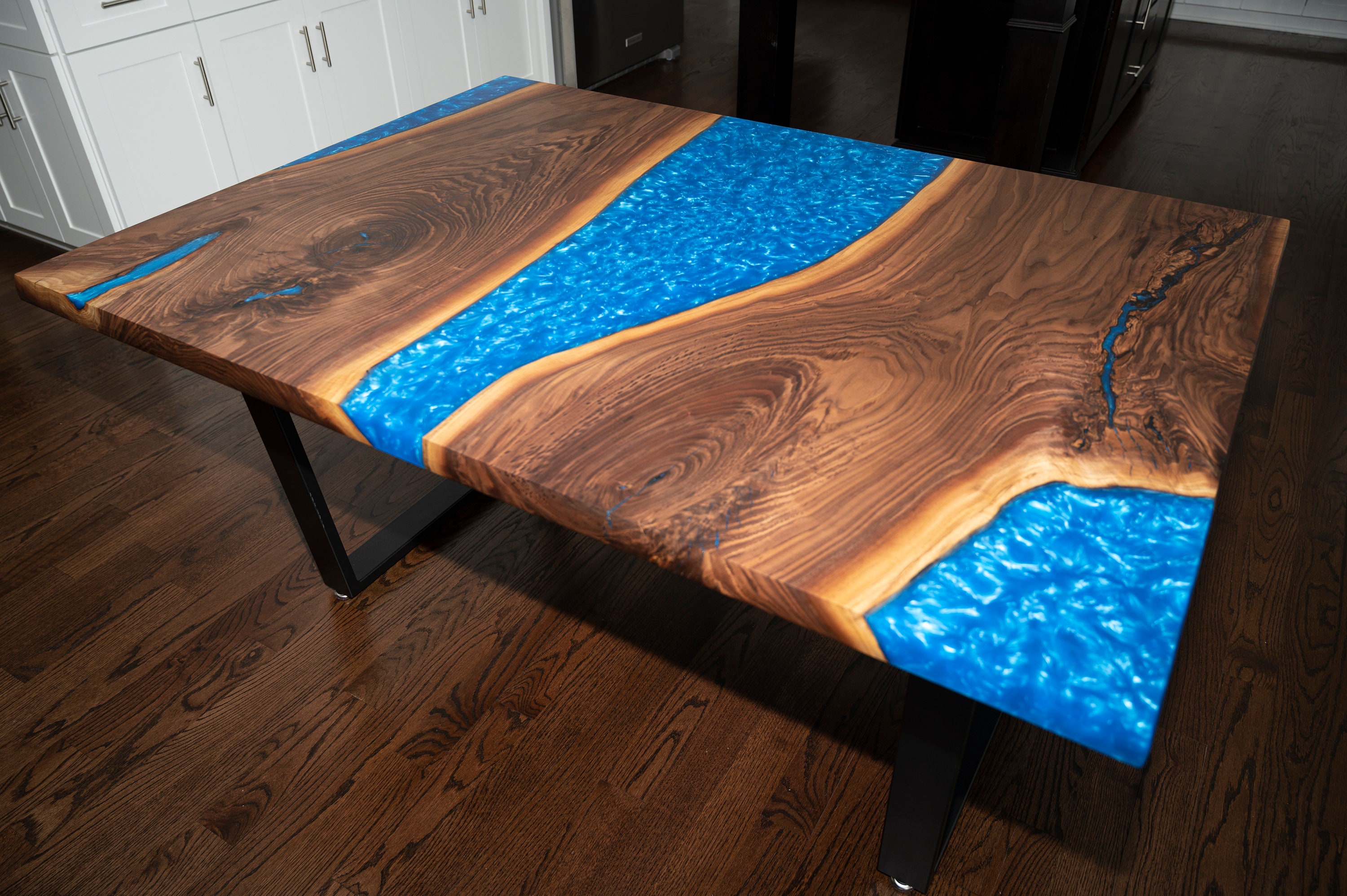 Live Edge Walnut & Epoxy Dining Table Table Black Etsy