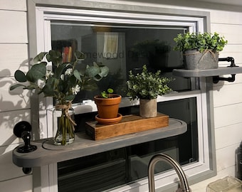 Swivel Shelf with Drip Groove for Window or Wall, Industrial Pipe Shelf, Rotating Shelf, Plant Shelf, Herb Shelf, Display Shelf