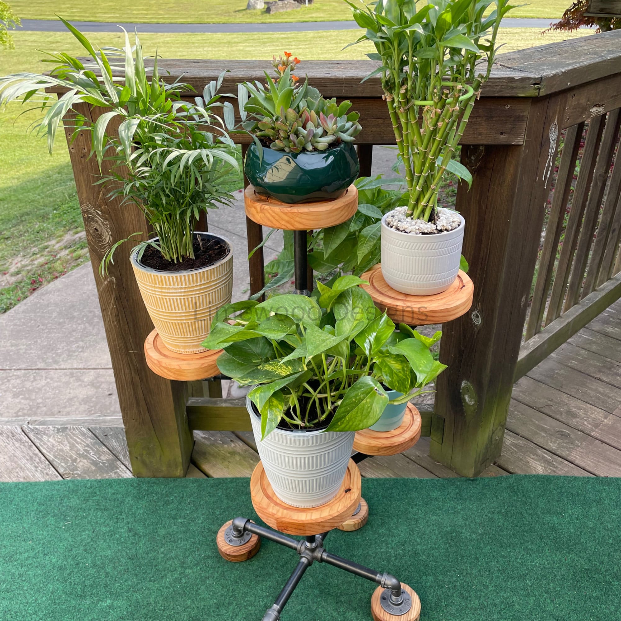 Plant Display Stand with Water Catch Drip Groove Indoor/Outdoor