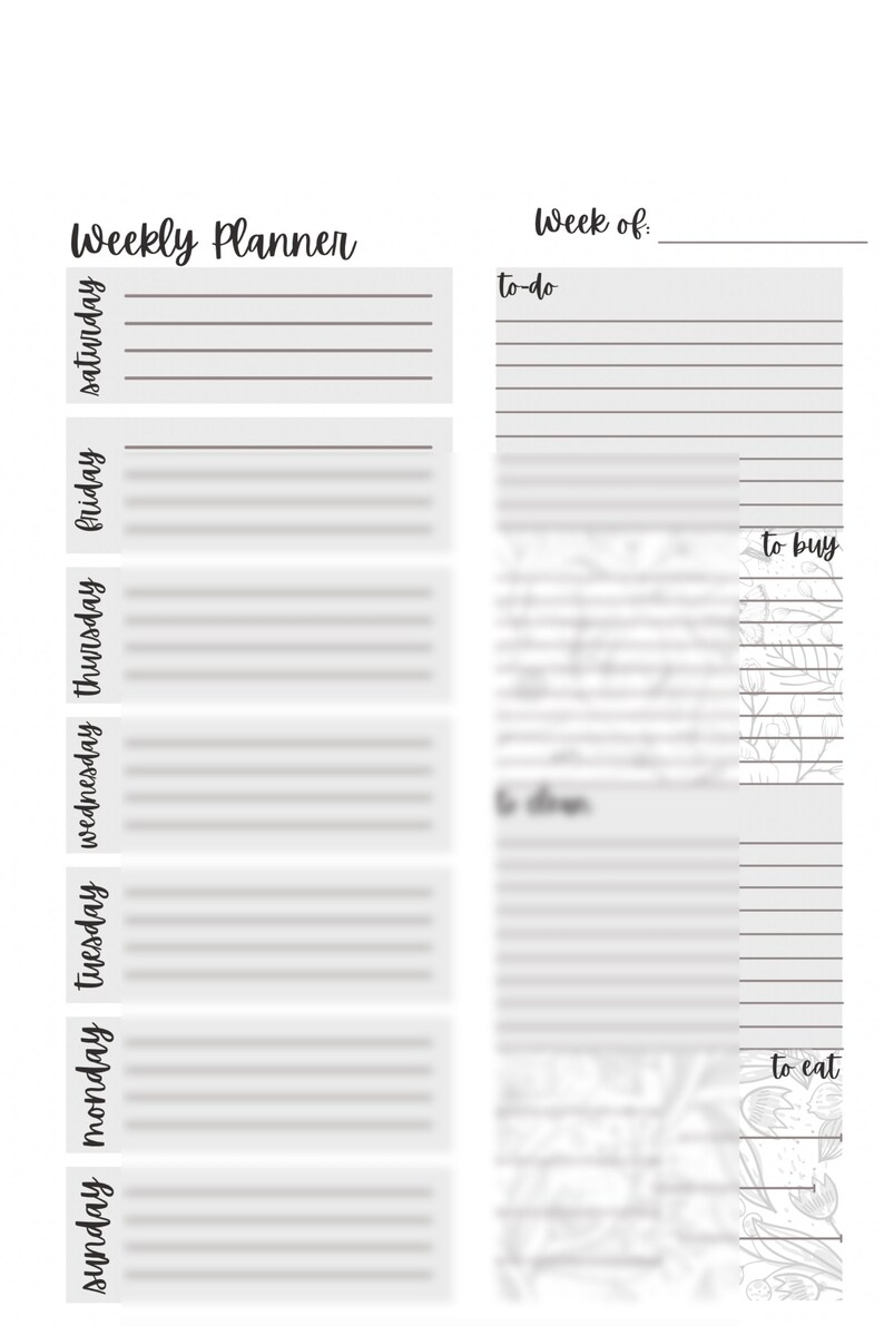 Weekly Planner Printable PDF - Etsy