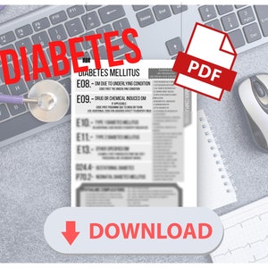 Diabetes Medical Coding ICD-10 CPT Quick Reference Cheat Sheet Codes List