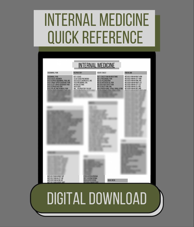 Common Code Internal Medicine Medical Coding ICD-10 CPT Quick Reference ...