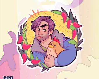 shane and chicken stardew valley sticker