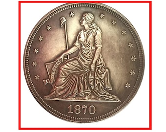 Rare 1870 Seated Liberty American US United States Standard One Dollar Silver Color Antique Restrike Coin. Explore now!