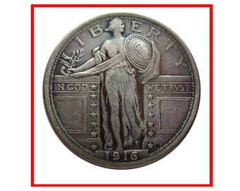 Rare 1916 USA Standing Liberty USA Silver Color Antique Restrike Cool Coin. Explore Now!