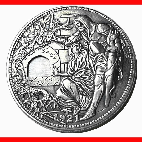 Rare USA Movable Mechanical Coin 1921 Handcrafted Holy Grail Wandering Removeable Sword Silver Color Coin Collection. Explore Now!