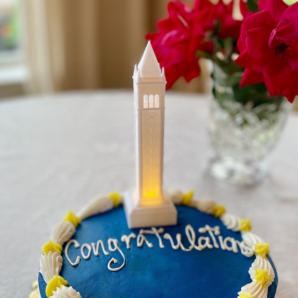 UC Berkeley Graduation Party Decor, Lighted Berkeley Campanile Cake Topper Berkeley Art Print, Wedding, Berkeley Bears College Merch, Decor