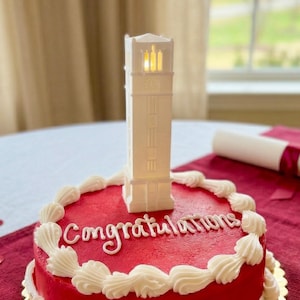 NC State Cake Topper Light featuring the Memorial Tower: LED Lighted Wolfpack Graduation Party Decor