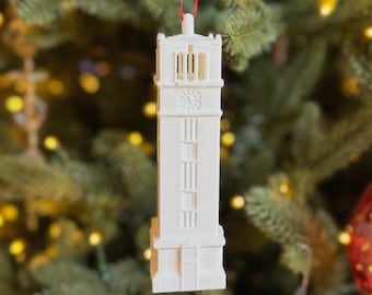 NC State Bell Tower Christmas Ornament: 3D Printed Wolfpack Holiday Decor, Graduation Gift