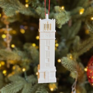 NC State Ornament featuring the Bell Tower: 3D Printed Wolfpack Holiday Decor, Alumni Gift