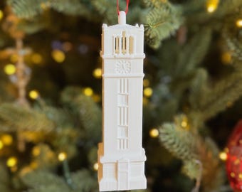 Decorazione dello Stato della Carolina del Nord raffigurante il campanile: decorazione natalizia Wolfpack stampata in 3D, regalo per ex studenti