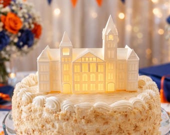 Auburn University Samford Hall Lighted Cake Topper | Graduation Party Centerpiece, Grooms Cake Decor