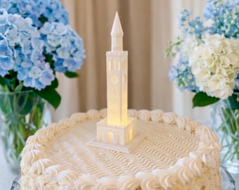 UNC Cake Topper Light - Bell Tower Figurine, Tar Heels Party Decor Chapel Hill Gift