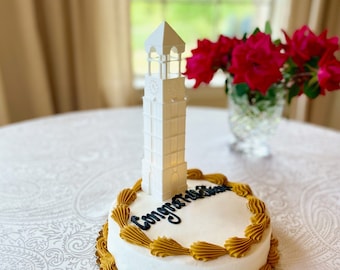Purdue Cake Topper Light featuring the Bell Tower: 3D Printed Graduation Party Decor