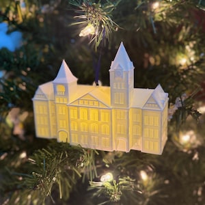 Auburn Ornament featuring Samford Hall with LED Light: Christmas Decor for Alumni, College Ornament