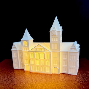 Auburn Figurine of Samford Hall with an LED Light: Dorm Decor, Alumni Gift, Keepsake