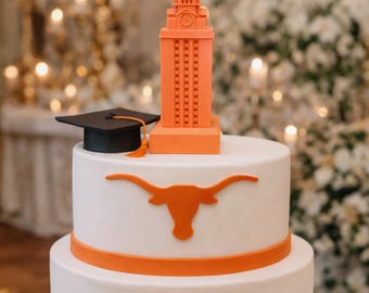 UT Tower Cake Topper: University of Texas Longhorn Party Decor, Alumni Gift, Groom's Cake