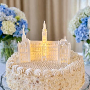 Georgetown Cake Topper – Healy Hall LED Figurine - Graduation, Wedding or College Party Decor