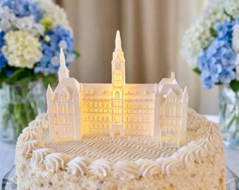 Georgetown Cake Topper | Lighted Healy Hall Graduation Centerpiece, Grooms Cake, Wedding Party Decor