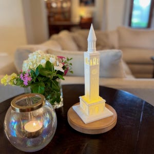 3D printed UNC Bell Tower light as table decoration for alumni event
