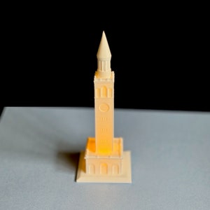 Front view of the UNC Bell Tower figurine.