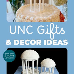 The UNC Old Well figurine, shown as a cake topper or a graduation gift.