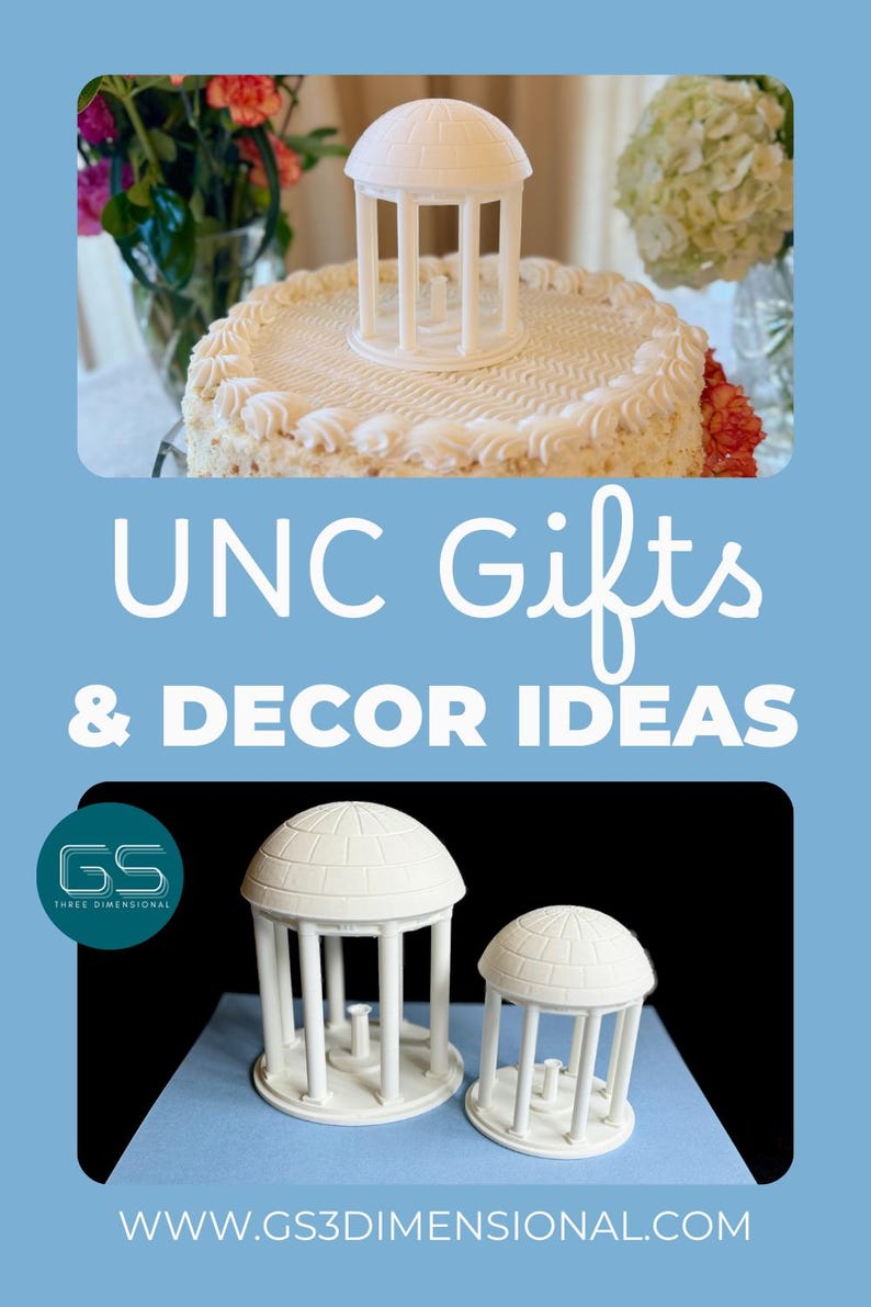 The UNC Old Well figurine, shown as a cake topper or a graduation gift.