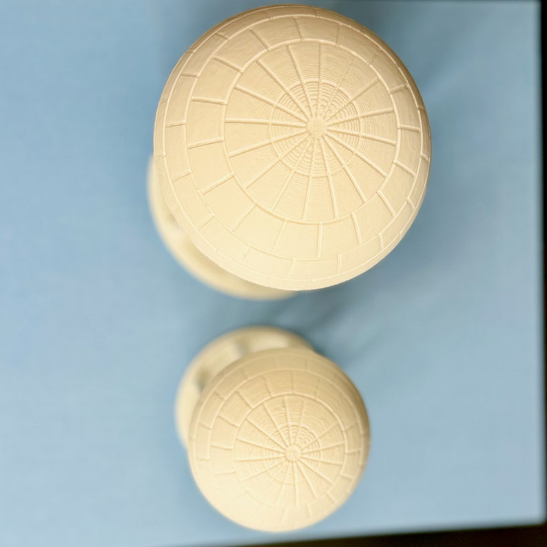 Top view of the large and small UNC Old Well figurines.