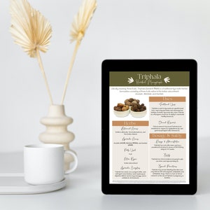 Triphala Information Sheet | Herbal Monograph | For Ayurvedic Practitioners & Yoga Teachers | Printable A4 PDF