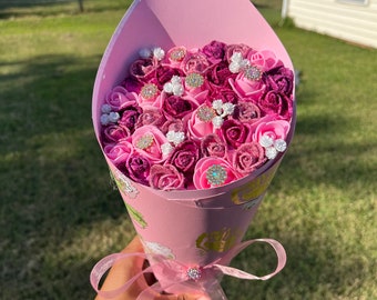 PINK GLITTER BOUQUET ✨💗 #ramo #ramobuchon #foryoupage #foryou #bouque, glitter rose bouquet