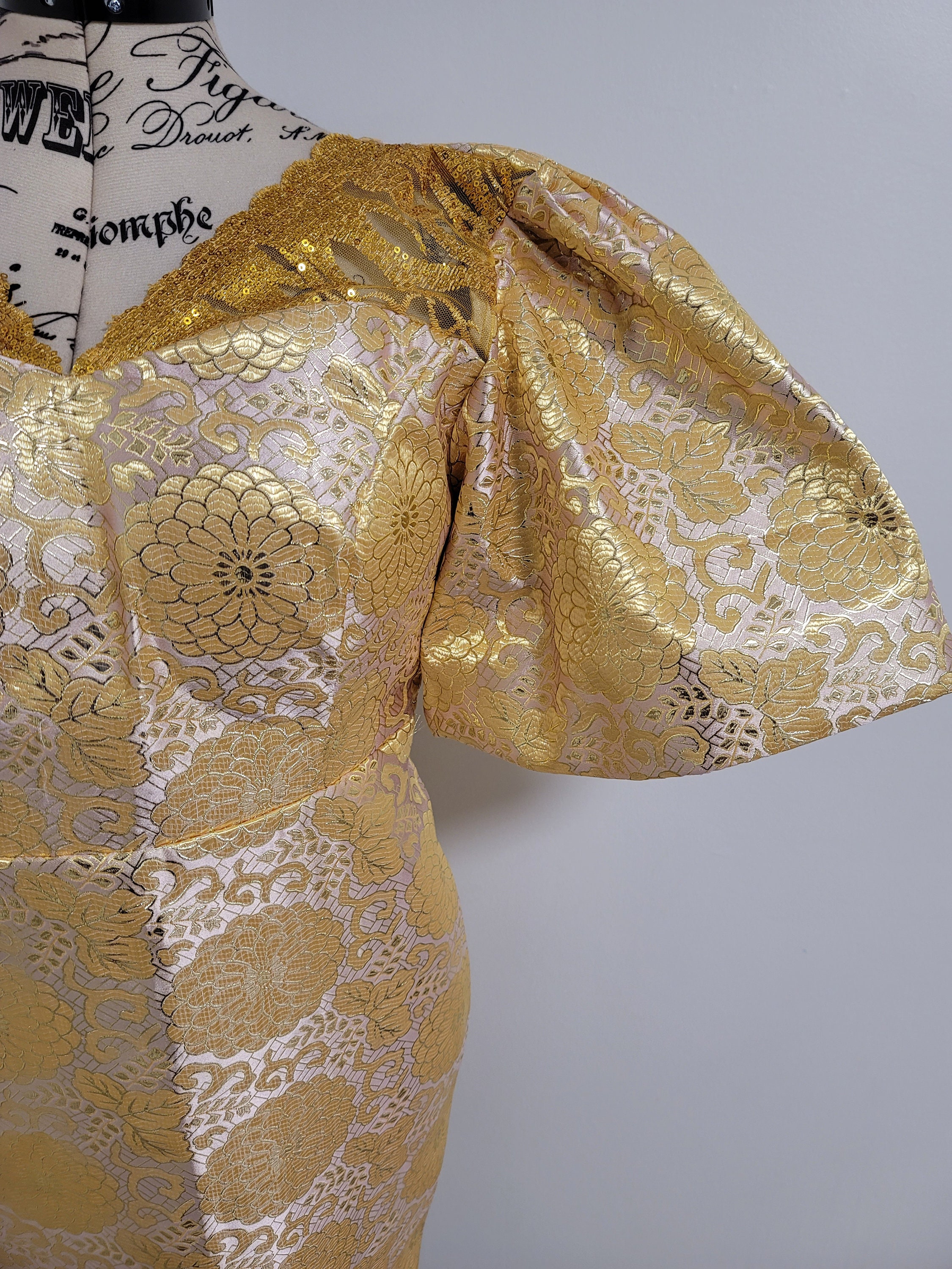 gold pencil dresses Angel Sleeve Sequin Pencil Dress, Gold | JOLIE MOI