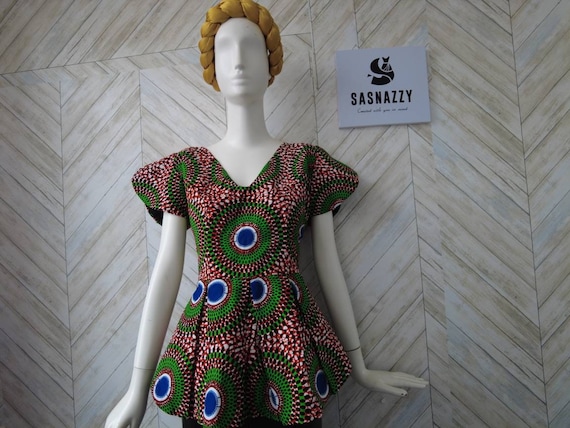 African Print Peplum Top, Ankara Top, African Print Top
