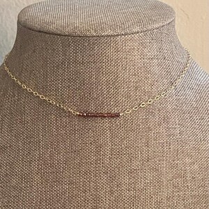 Dainty Garnet Choker Necklace | 2mm Beaded Choker | January Birthstone | Beaded Necklace | Minimalist Dainty Jewelry