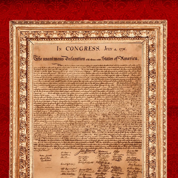 Original Declaration of Independence Digitally Remastered and Historically Curated Digital Poster Print, Instant Download, 300 dpi