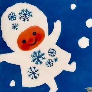 Niedliches Retro 50er Jahre Kind im Schnee spielen | Digital verbesserte und Restaurierte Vintage Winterkarte | Mid-Century | Digitaler Download