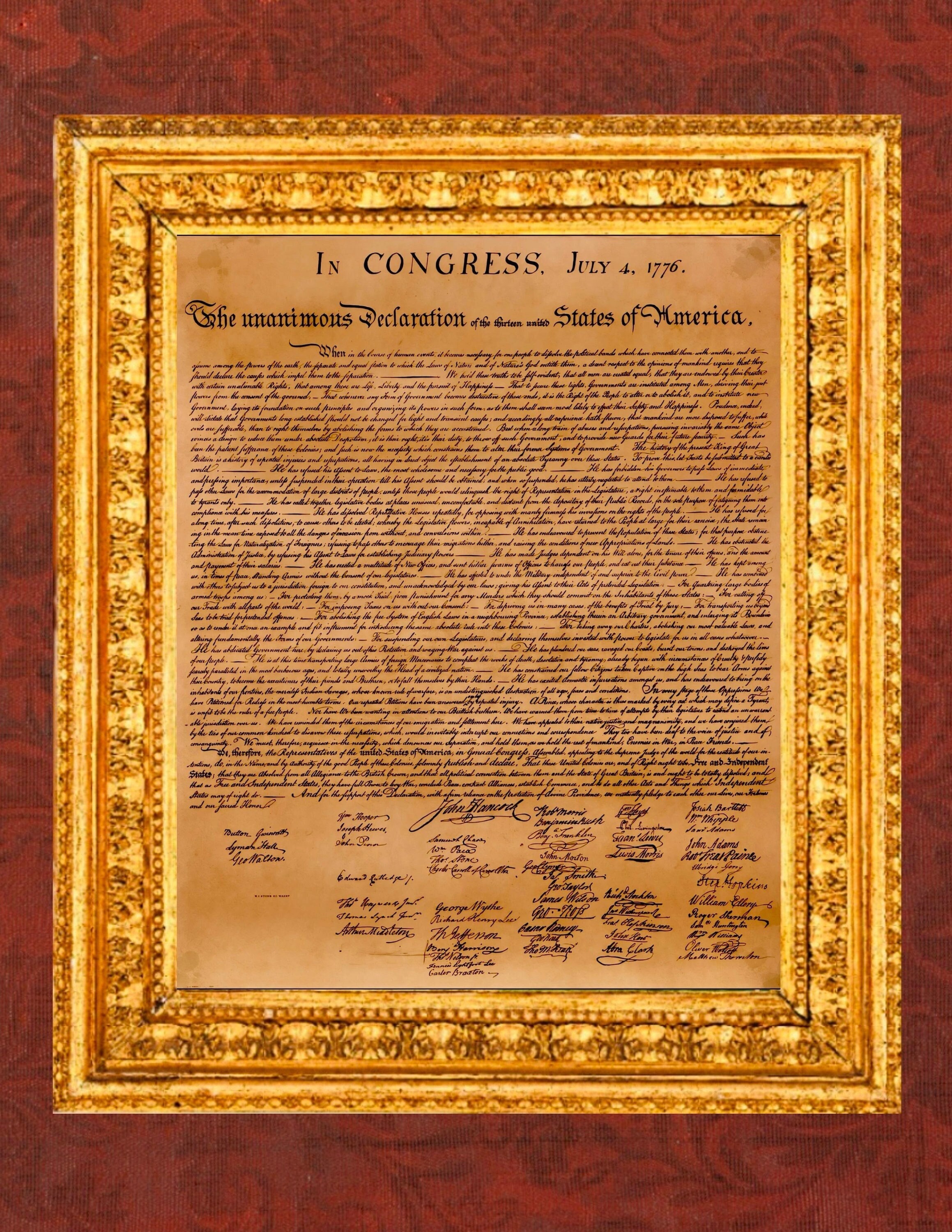 how many pages was the original declaration of independence