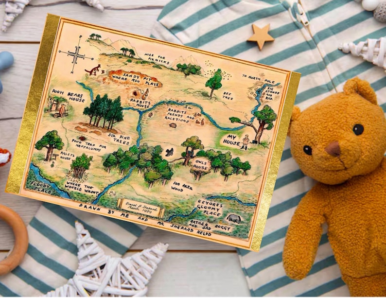 Winnie the Pooh Map Card | Printable Blank Card of Original Map With ...