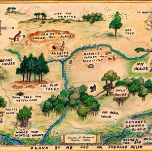 Winnie the Pooh Map Card | Printable Blank Card of Original Map With ...