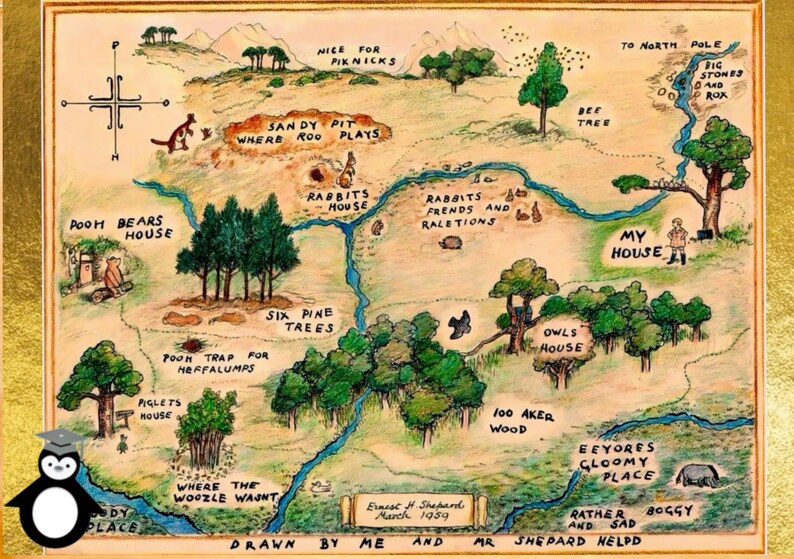 Winnie the Pooh Map Card | Printable Blank Card of Original Map With ...