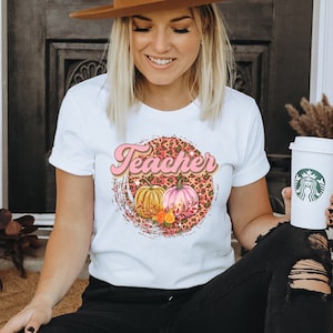 Cheetah Print Teacher Shirt, Fall Teacher Shirt, Thanksgiving Teacher, halloween teacher shirt first grade, special education teacher shirt